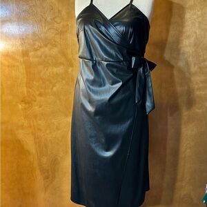 Eloquii Black Faux Leather Midi Dress